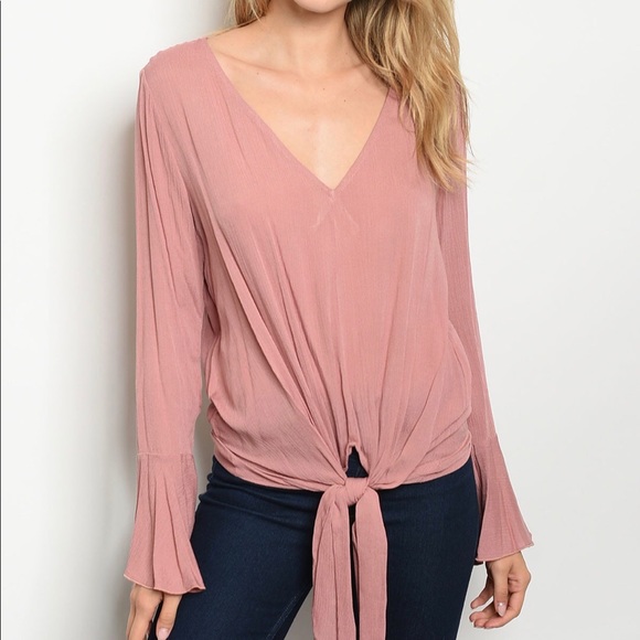 Sale! Mauve Bell Sleeve Blouse - Picture 1 of 4